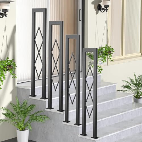 SCGSJZH Rampe Escalier en Forme de U, Main Courante escalier Intérieur Exterieur, Garde-Corps Tube Carré en Fer Forgé Noir Mat, 75-110CM Parapet Balcons/Couloirs/Appartements (75cm)