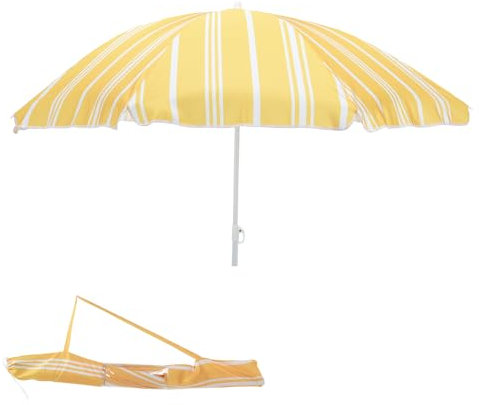 Mojawo Parasol de plage - Parasol de plage - Parasol de jardin - Protection solaire pliable - Polyester - Jaune - 1,80 m - Protection UV
