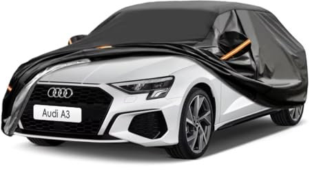 GUNHYI Auto Abdeckplane Wasserdicht Passend für Audi A3(1996-2024) 7 Schichten Vollgarage Autoabdeckung Autoplane für Regen Sonne Staub Schutz，Mit Baumwollfutter und Reißverschluss ausgestattet