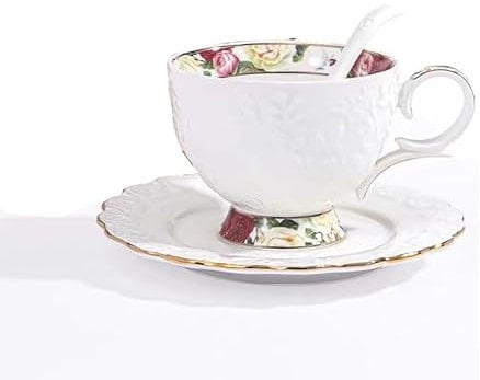 Persönlichkeit Kaffeetasse, Kaffeetassen, Kaffeetasse* Keramik Kaffeetasse Set, Europäische Luxus Tasse Untertasse Emboss Tee-Set Keramik Kaffeetasse und Untertassen Combo, Kreative Milch After