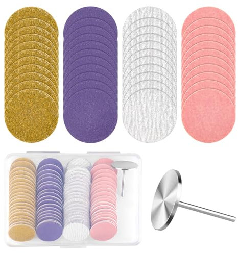 RISF Lot de 80 disques abrasifs pour pédicure, 25 mm pour pédicure (grain 80, 150, 180, 240), axe 1 niveau, peaux mortes, râpe pour callosités pour manucure et pédicure
