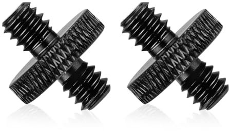 2pcs Mic Stand Adapter, 1/4 Male to 1/4 Male Camera Mic Mount Adapter Mic Screw Adapter Sturdy Aluminum Alloy Tripod Screw Adapter for Camera Microphone Stand Tripod