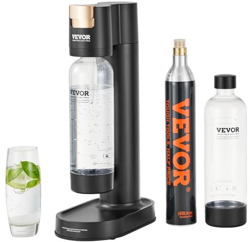 VEVOR Sprudelwassergerät Wassersprudler Soda, Selterswasser-Starter-Set mit 2 Stk. BPA-freien 1-Liter-PET-Flaschen, 1 Stk. CO2-Flasche, Kompatibel mit Einschraubbaren 60-Liter-CO2-Flaschen (CO2-Frei)