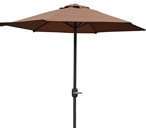 ASumPio Sonnenschirm Für Den Außenbereich, 270 Cm, Leicht, Groß, Für Garten, Terrasse, Markt, Strand, Mit Kurbel, 8 Stahlstreben (Braun)