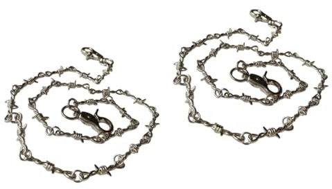 DEARMAMY 2pcs Punk Pants Chain Stylish Metal Waist Chain for Jeans Trousers Accessory Creative Design for Keys Items Easy to Wear Buckle System