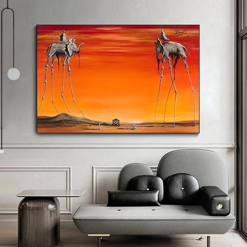 BHTMOI ÉLÉPHANTS SALVADOR DALI Peinture et impressions Art classique Toile Affiche Mur Art Photos pour Salon Décor 40x60 cm (16x24in) Pas de cadre