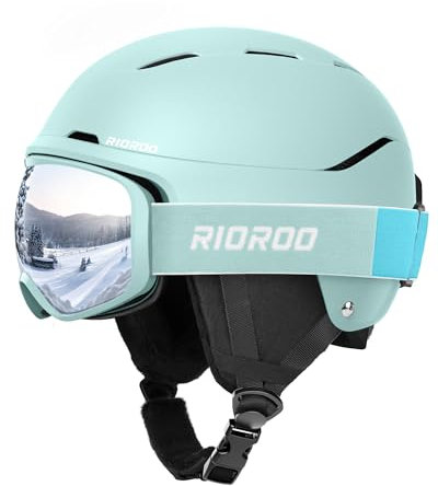RIOROO Skihelm mit Schutzbrille Set, Einstellbarer Vent Sporthelm mit Schutzbrille, Geeignet für Schneesport, Snowboard Skifahren Winddicht, Geeignet für männliche und weibliche Teenager Skihelme