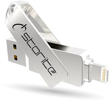 STORITE 256GB USB Stick, High-Speed Memory Stick, External Storage for Photos Videos and Contacts, Thumb Drive, Metal Pen Drive Work with iOS, idevices, Mac, PCs and Laptops (Silver)
