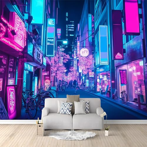 Papier Peint Photo Tokyo Japon Rues Néons 400x280 cm Papier Peint Panoramique Papier Peint intissé Murale Pour Chambre De Fille, Garçon, Chambre De Bébé Salon Chambre Décor