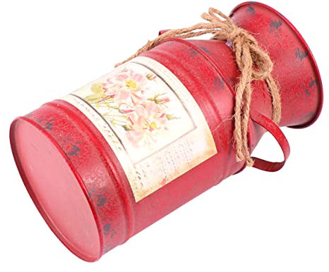 HOLIDYOYO Vintage Milk Can Planter Iron Sheet Flower Arrangement Kettle Tall Gardening Bucket