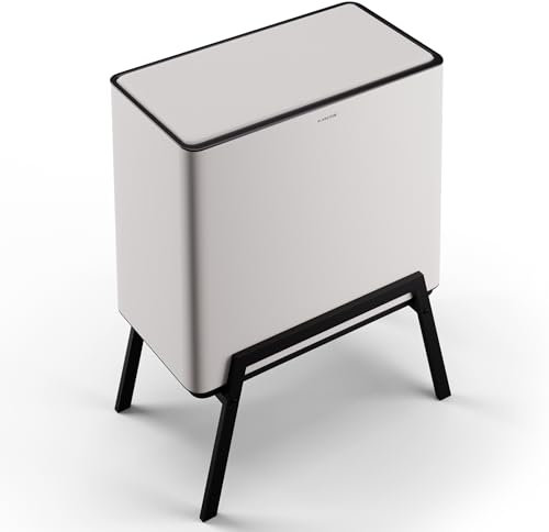 KLARSTEIN Cestino Rifiuti Cucina, Differenziata 2 Scomparti, Esterno e Interno in Metallo, Porta Rifiuti di Design da 40 Litri, per Esterno e Ufficio