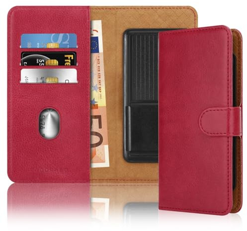 Cadorabo Klapphülle kompatibel mit Huawei Y6 PRO 2017-Handyhülle mit Kartenfach, 360 Grad Schutzhülle zum klappen- Flip Case Book Cover PU Leder Handytasche klappbar ROT