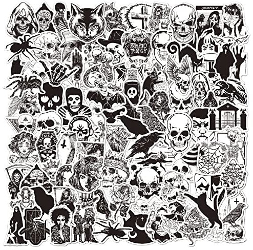 Lotsdonxia 100-Piece Vinyl Waterproof Sticker Set Versatile and Durable Decorations Creative Expression for Personalized Phone, Laptop, Suitcase, and Cabinet (Gothic Style)