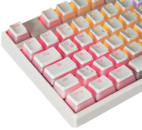 YMDK White Black Pudding German ISO QWERTZ Double Shot PBT Shine Through Keycap Custom OEM Profile Keycaps for MX Switches Mechanical Keyboard