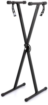 Shoze Keyboardständer Doppelstrebig Keyboard Ständer verstellbar Klappbar Zerlegbar Stabil mit Sicherungslaschen 49cm bis 97 cm (Horizontal bar)