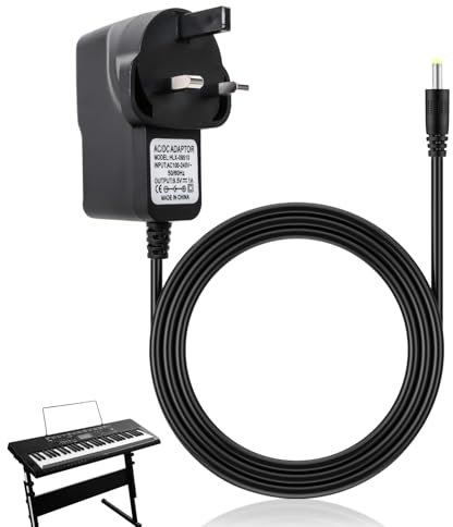 9.5V 1A AC/DC Keyboard Power Supply,2m Adapter Supply Charger Cable for Casio Electronic Piano Keyboard Plug 4mmx1.7mm,Compatible for LK-230, LK-265, LK-300TV, CTK-2400, CTK-2550, CTK-3200, CTK-5300