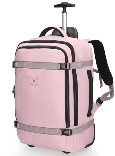 Hynes Eagle Valise Trolley Bagage Soute Roulette Valise Bagage de Cabine Sacs de Voyage a roulettes Sac a Dos Cabine Avion 42L Rose avec Poche pour Bouteille d'eau