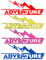 Gobfar Adesivi Adventure Valigie Moto Trail off Road Sport, 4 Pezzi, Rosso Giallo Rosa Blu, Vinile Moderno colorato avventura montagna, Adesivi per Auto o Moto