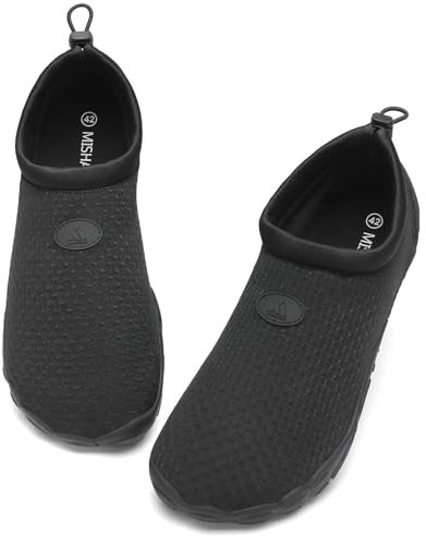 Mishansha Herren Badeschuhe Damen Atmungsaktiv Wasserschuhe Schnelltrocken Barfuß Aquaschuhe Signal Schwarz Gr.43