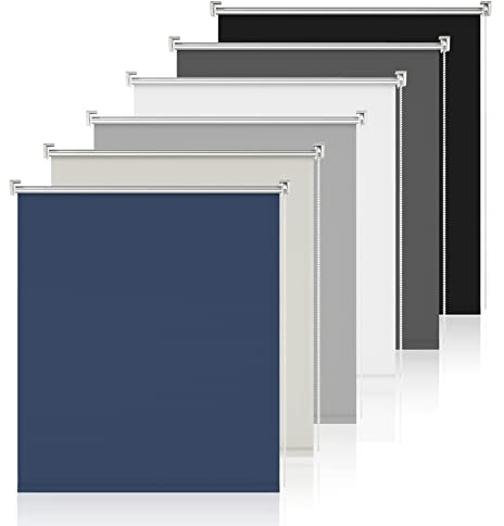 Verdunklungsrollo ohne Bohren Rollos für Fenster Verdunkelung Dunkelblau B100 x H140 cm Thermorollo Innenrollo Klemmrollo Sonnenschutzrollo innen