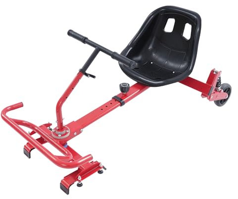 Hoverboard mit Sitz,Verstellbarer Kartsitz mit lenkrad für Elektroscooter,Bis 100kg,Hover Cart Balance Scooter Sitz für 6,5-10 Zoll 2 Wheel Balancing (Rot)