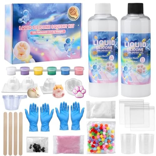 Flüssigsilikon für Taba Squishy Bastelset 500g, 1:1 Mischung, für DIY | Superweiches Silikongummi, DIY Bastelset für Taba Squishy, Stressbewältigung, Idee für Katzenliebhaber Hamster-Fans