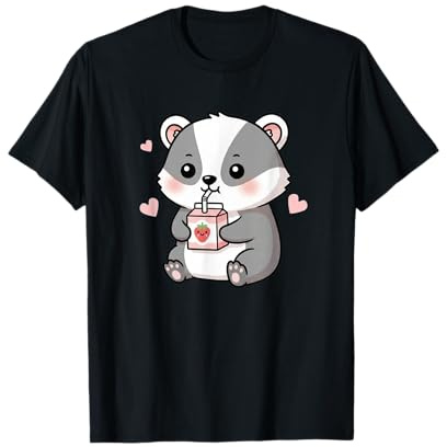 Ours Mignon avec Lait de Fraise Kawaii Animal Art T-Shirt