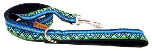 candyPet - Hundeleine - 120 cm aus Baumwolle mit gepolstertem Softshell-Griff, Blue Kenia