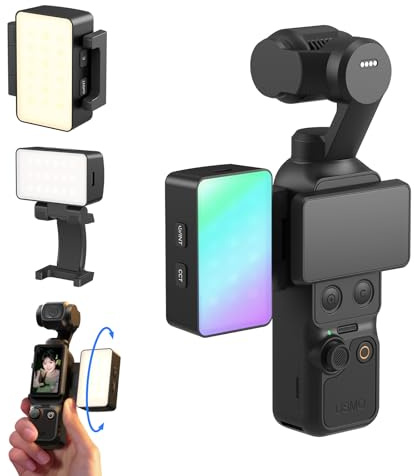 SMALLRIG Éclairage vidéo LED RGBWW pour DJI Osmo Pocket 4P/4/3-5745 | avec Batterie 650 mAh CCT et RGB 2700K-6500K,Orientation 360°, Idéal pour Les Selfies, Vlogs, Créateurs de Contenu