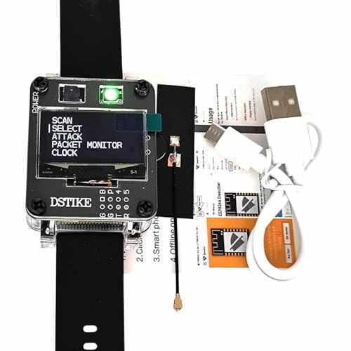 Ronyme Deauther WiFi Development Smart Watch, ESP8266 Programmable Development Board with 1000mAh Battery, 1.3 OLED SH1106 Display & Silicone Strap for Network Security Testing & DIY Projects