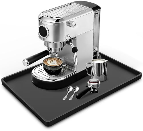 Khongoo Silikonmatte Kaffeemaschine Unterlage mit Rand, 40 x 30 cm, Schwarz