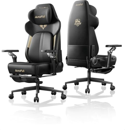 AutoFull M6 Ultra 2.0 Gaming Stuhl mit Massage, Schwarz | Partner von IEM, Heizung & Kühlung, adaptive Lordosenstütze, Fußstütze, 3D Kopfstütze, 360° Armlehnen, belastbar bis 150 kg