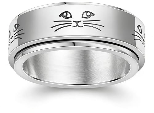 Generisch Ring For Women Girls - Spinner Rings For Women | Cute Cat Pattern Rotating Spinner | Jewellery Gift Fidget Rings Fors Girls Men Teens Adults Daughter Relief Calm Peace