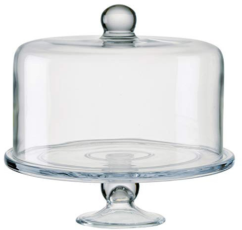 Artland- Simplicity Cake Stand with Straight Sided Dome- Glass Cake Stand- Simplicity Range- Mouth Blown & Hand Crafted, Gift Boxed