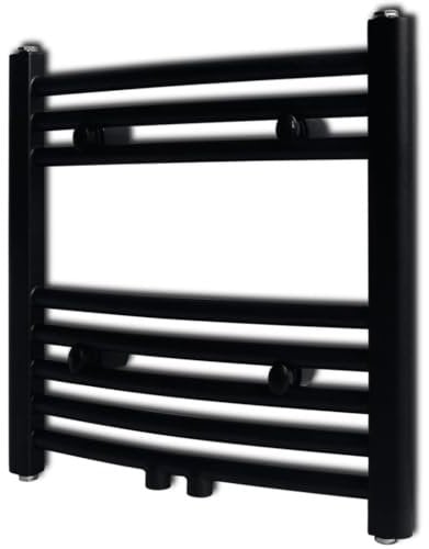 vidaXL Sèche-Serviettes Porte-Serviette à Rails incurvés Noirs 480x480 mm