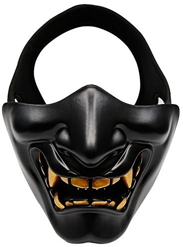 WorldShopping4U Moitié Visage De Protection Tactique Paintball Airsoft De Plastique Halloween Costume Cosplay BB Mal Démon Monstre Masque (Noir)