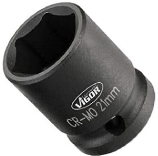 VIGOR Schlagschrauber Steckschlüsseleinsatz, kurz, V5550S-19, 1/2″ | 1/2 Zoll (12,5 mm) Vierkant hohl, Antrieb 1/2 Zoll (12,5 mm) Vierkant hohl, Abtrieb Außenprofil Sechskant, phosphatiert