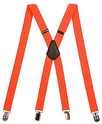 Olata Unisex Hosenträger schmal mit Metallclips/Verstellbare Hosenträger X-Form mit überkreuzten Trägern – 2,5 cm. Leuchtend Orange