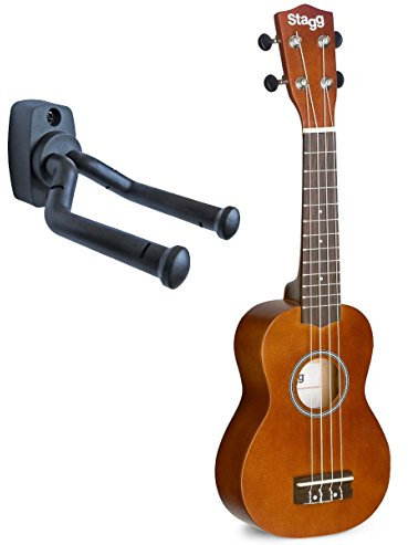 Stagg US-NAT Sopran Ukulele Natur mit Tasche + keepdrum Wandhalter