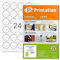 Printation Etiketten rund 40mm transparent matt - 600 runde Folien-Etiketten 40 mm - Klebepunkte transparent selbstklebend 40mm rund auf 25 DIN A4 Bogen - 24 Aufkleber rund 40mm pro Blatt wasserfest