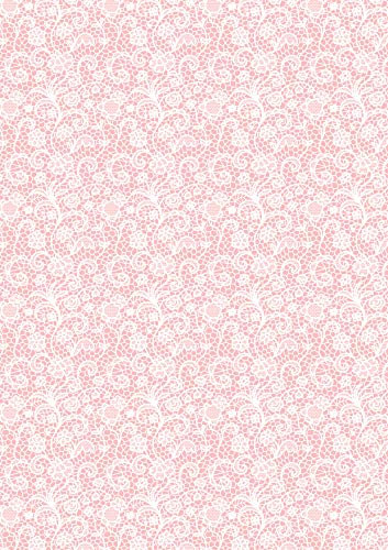 TOP Marques Collectibles 1 x A4 bedrucktes Blatt mit pinkfarbener Spitze, Dekoration, Zuckerguss-Blatt, essbar, Kuchendekoration, ideal für größere Kuchen