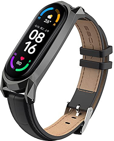 SenMore Bracelet Compatible Mi Band 6, Miband 5 Bracelets Mi Band 4/3 Bracelets en Cuir, Joli Bracelet en Buir pour Bracelet Mi Band 5/6, Mi Band3/4 Sangle de Remplacement (pas d'hôte)