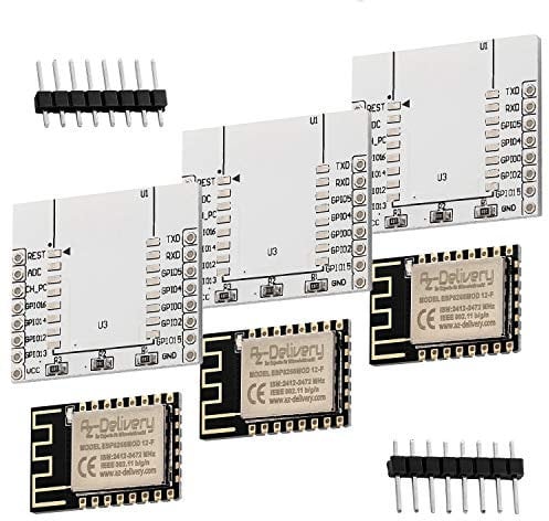AZDelivery 3 x ESP8266 ESP-12F verbesserte Version zu ESP-12E WLAN WiFi Modul mit Adapter Board kompatibel mit Arduino inklusive E-Book!