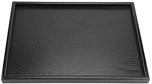 YOUTHINK Schwarz Holz Tee Tablett, Essen Serviertablett, Kuchenplatte Rechteckig, Deko Tablett, Hause Hotel Restaurant Serving Tray für Mahlzeiten für Kaffee, Snack, Speisen, Getränke (36 * 27cm)