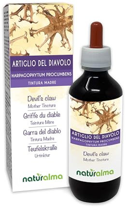 Artiglio del diavolo (Harpagophytum procumbens) radici Tintura Madre analcoolica Naturalma - Estratto liquido gocce 200 ml - Integratore alimentare - Vegano