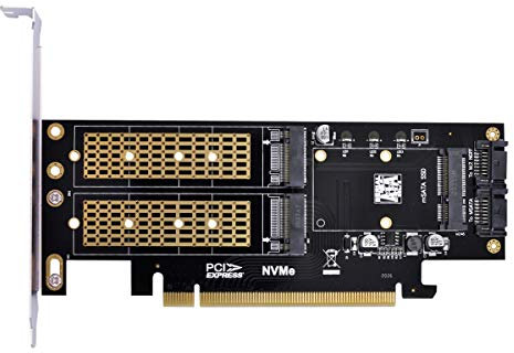 xiwai PCI Express PCI-E 3.0 und Dual SATA auf NGFF NVME MSATA M-Key B/M-Key SSD Adapter 3-in-1