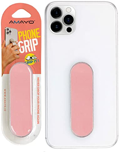 Amayo Handy Fingerhalter Dünn – Handy Ring & Griff Selbstklebend – Phone Grip Smartphone – Fingerhalterung Handy mit Ständer – Sicherer Halt für iPhone & Android - (iSerie - Rosegold)
