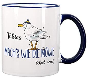 Herz & Heim® Tasse Machs wie die Möwe ... mit Wunschnamen