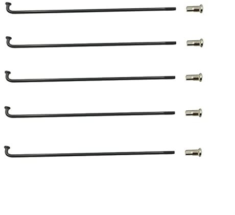 XZMALZYC 5 Stück Speichen und Nippel for 1 Los 12g Durchmesser 2,6 mm Schwarz Farbe Fahrradspeichen J-Biegung 45# Stahlmaterial Elektrische Fahrradspeichen (Color : 195mm)