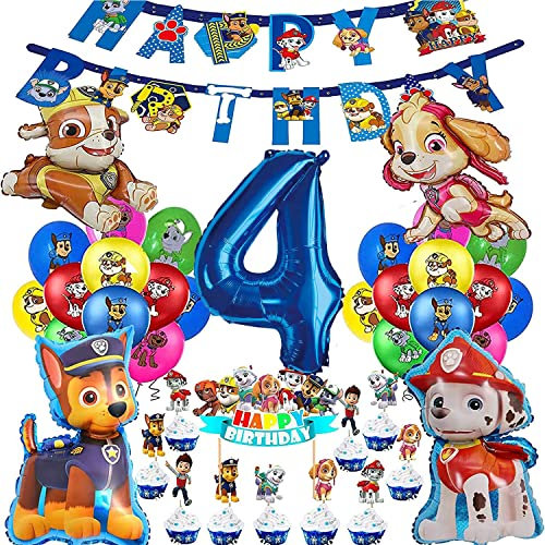 DecoracióN De CumpleañOs De La Patrulla Canina, DecoracióN De Globos De CumpleañOs De 4 AñOs Para NiñO, DiseñO De Patrulla Canina, DecoracióN De CumpleañOs Infantil (NúMero 4)